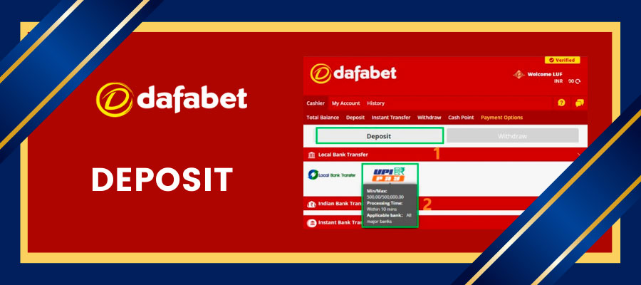 deposit on the Dafabet platform is very easy